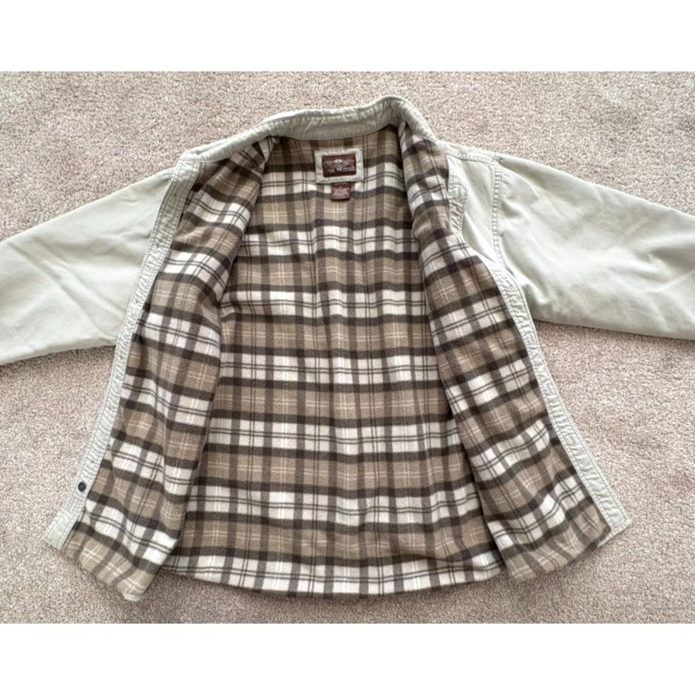 Levi's Men XL Canvas Fleece Lined Shirt Jacket Tan Beige Plaid Heavyweight Layer - Picture 11 of 13